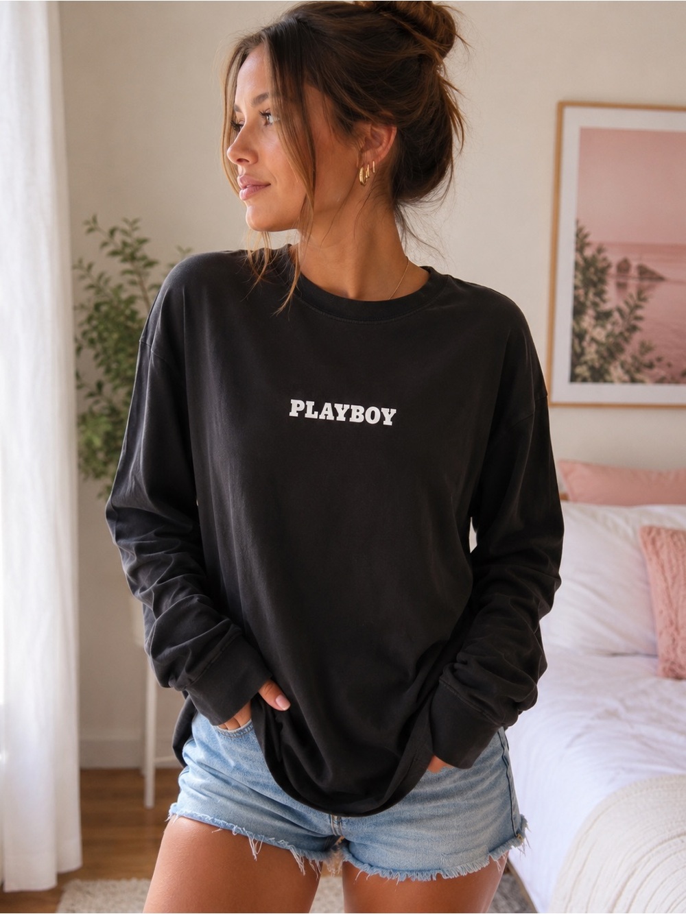 Playboy black long sleeve tee